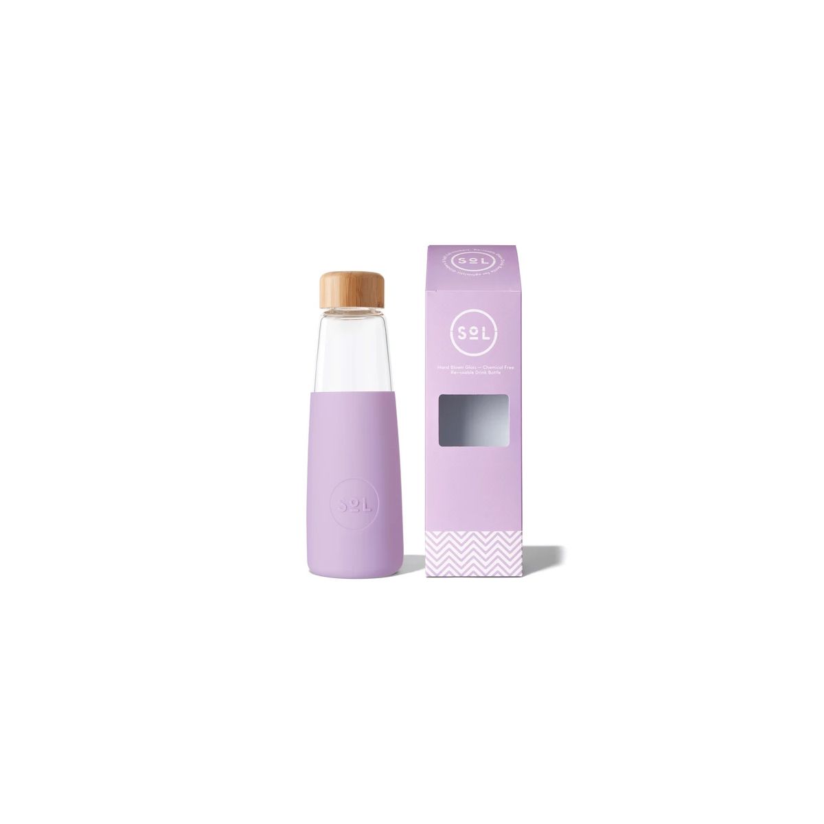 Sol Glass Water Bottle Lovely Lavender 410ml