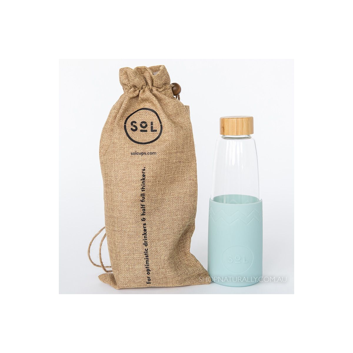 Sol Glass Water Bottle Cool Cyan 850ml
