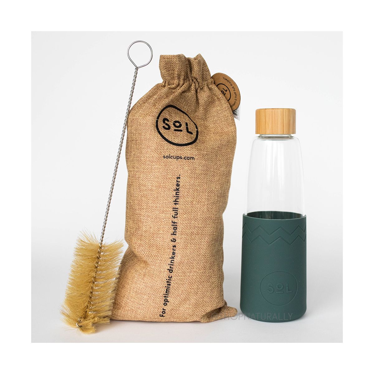 Sol Glass Water Bottle Deep Sea Green 850ml
