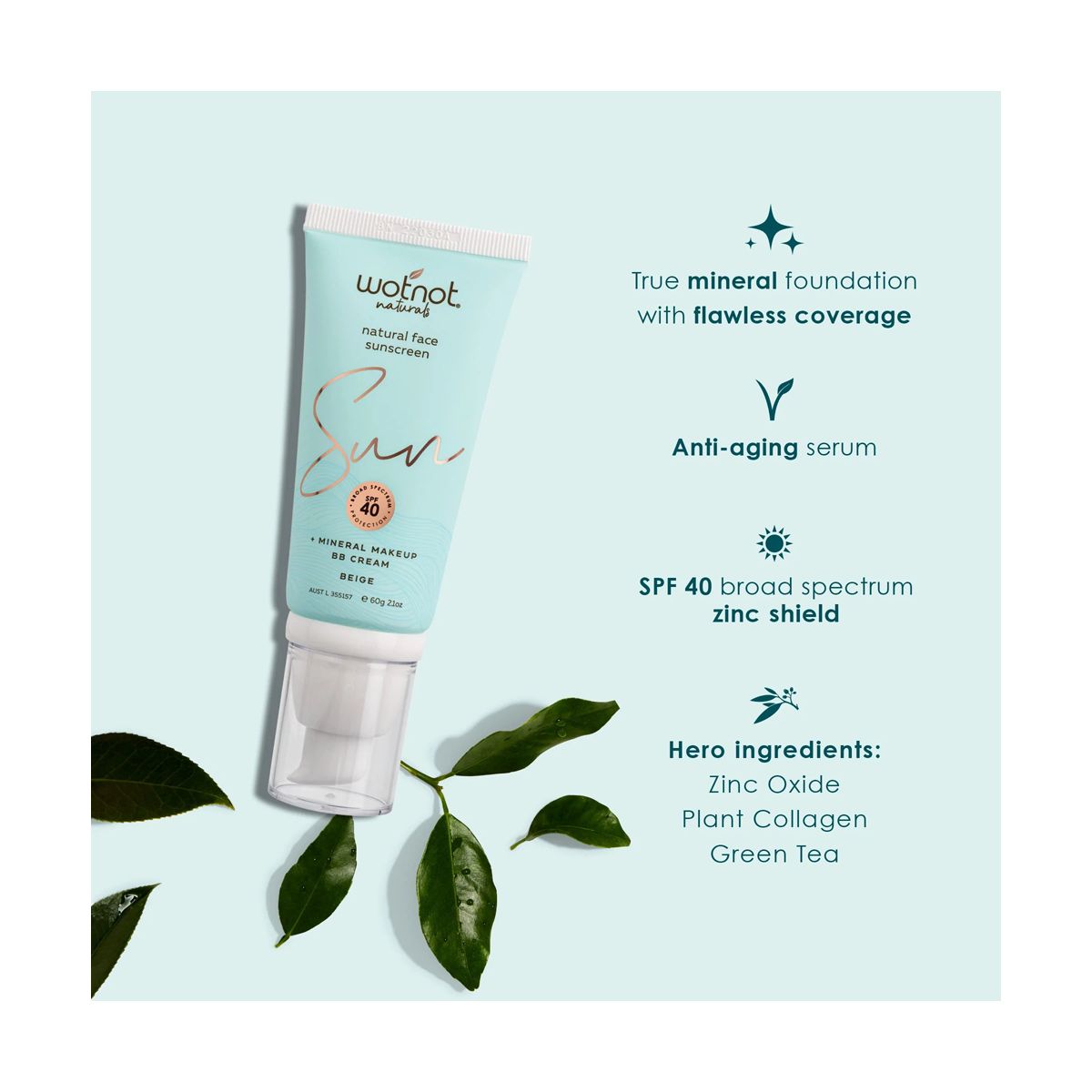 Wotnot Natural Face Sunscreen SPF40 & BB Cream 3 Shades