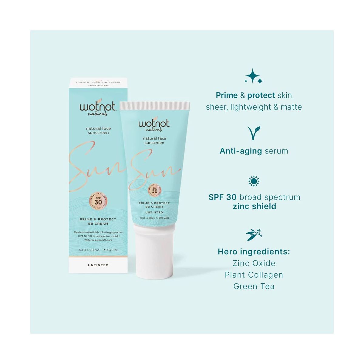 Wotnot Natural Face Sunscreen SPF30 & BB Cream Untinted 60g