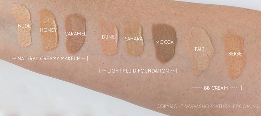 Benecos Foundation Colour Swatches