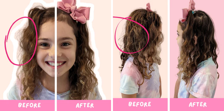 kids hair detangler before and after brushing