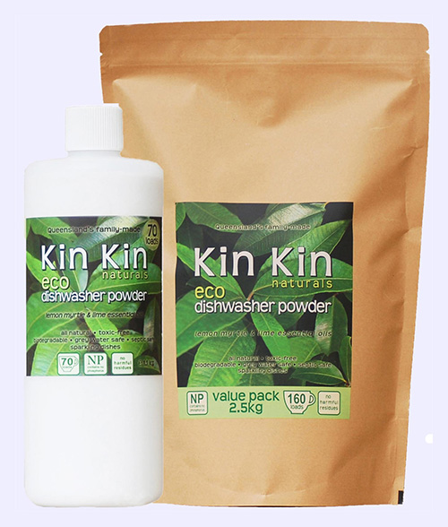 Kin Kin Dishwasher Powder using enzymes to clean