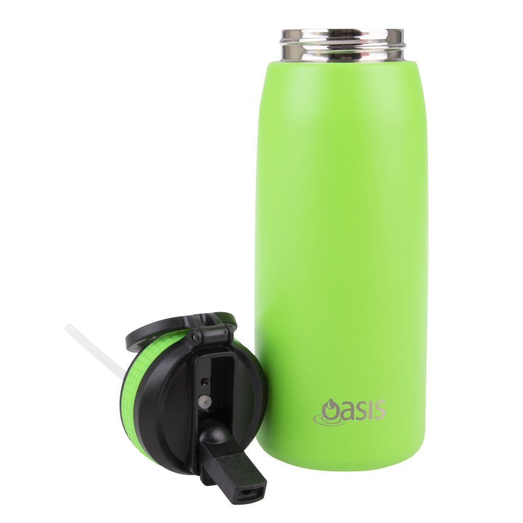 Oasis insulated sports bottle with sippy straw lid